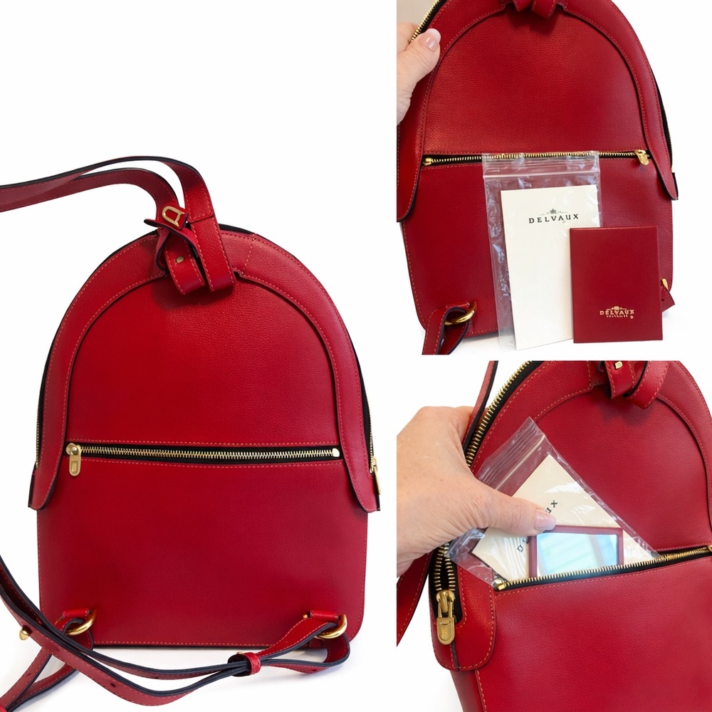 Delvaux • Amitie Red Leather Backpack, Excellent Condition - Picture 7 of 17